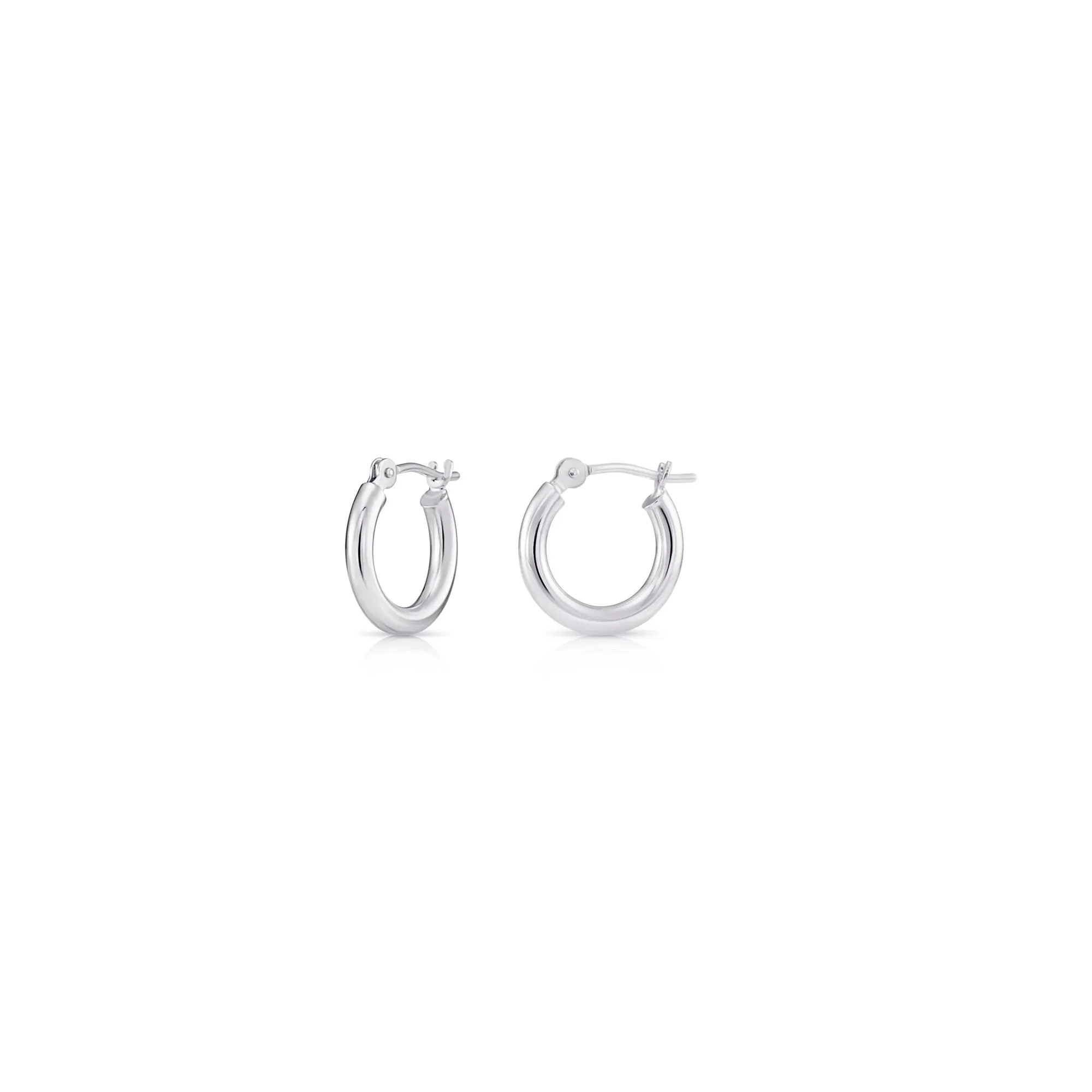 14k White Gold Classic Polished Hoop Earrings