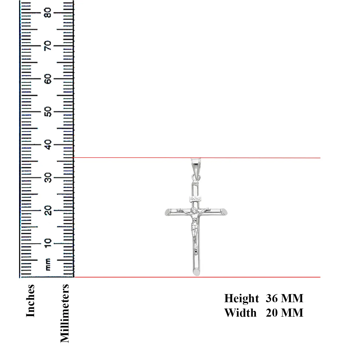14K White Gold Crucifix Cross Religious Pendant