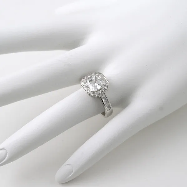 3.35 CTW Asscher Cut CZ Halo Right Hand Ring