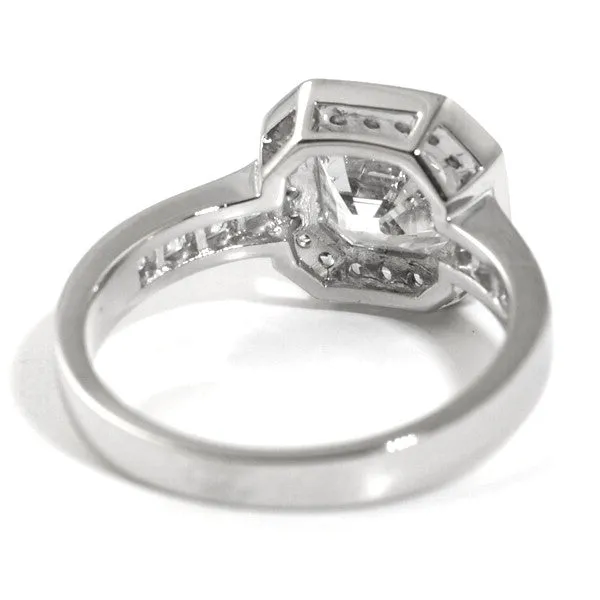 3.35 CTW Asscher Cut CZ Halo Right Hand Ring