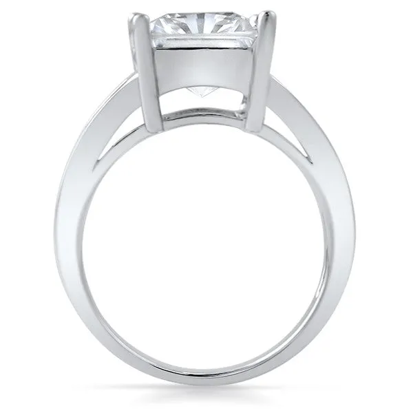 3.35 CTW Cushion Cut CZ Solitaire Baguette Ring