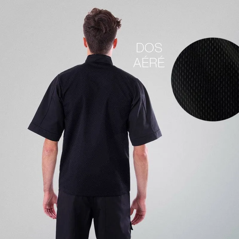 Black Chef Coat Large Size Ventilated Back - MANELLI
