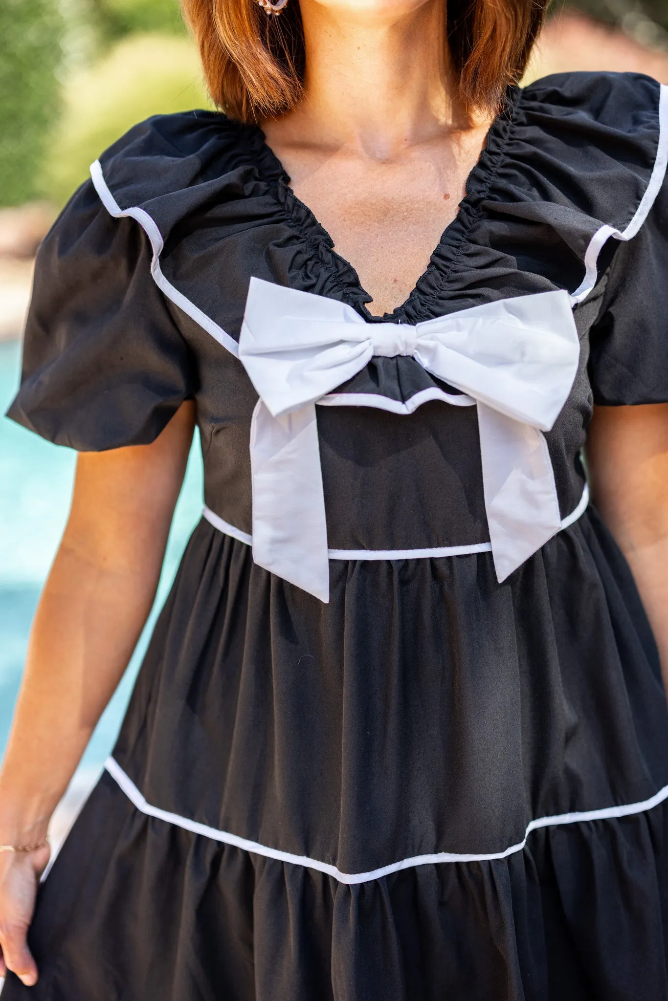 Bow Perfection Black Babydoll Dress
