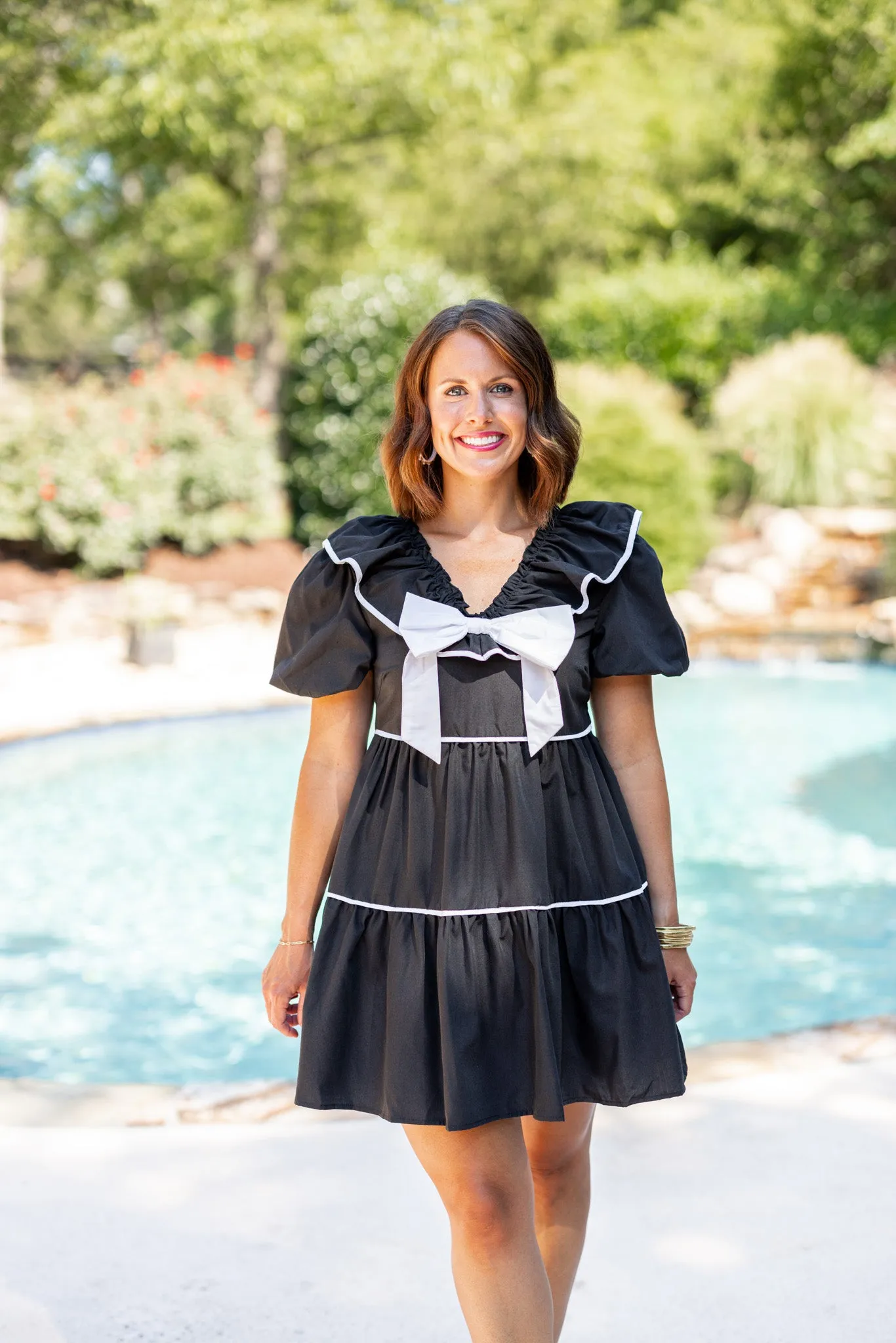 Bow Perfection Black Babydoll Dress