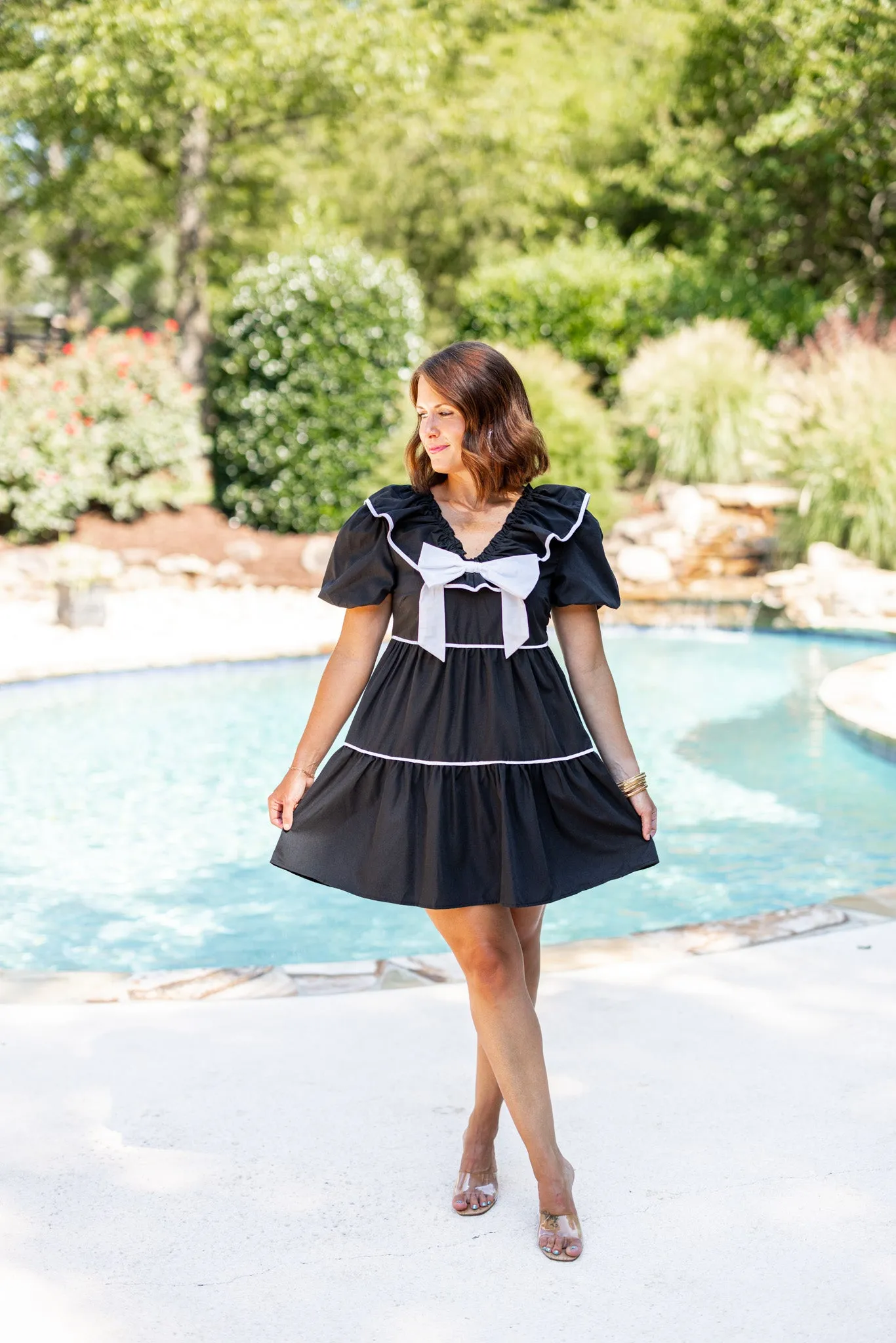 Bow Perfection Black Babydoll Dress