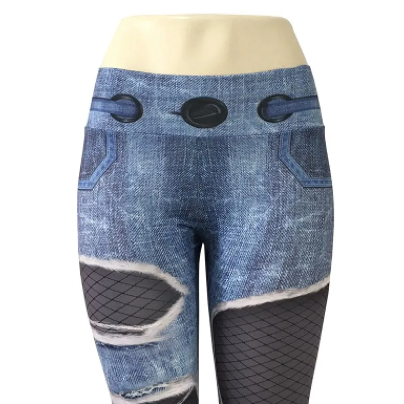 Breathable Realistic Jeans Leggings