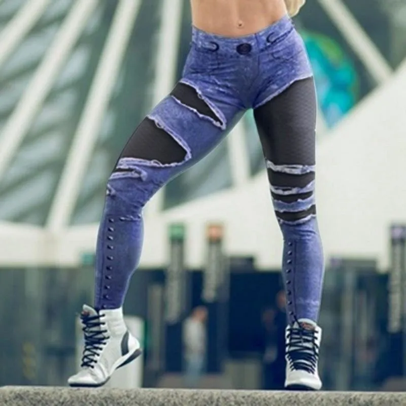 Breathable Realistic Jeans Leggings