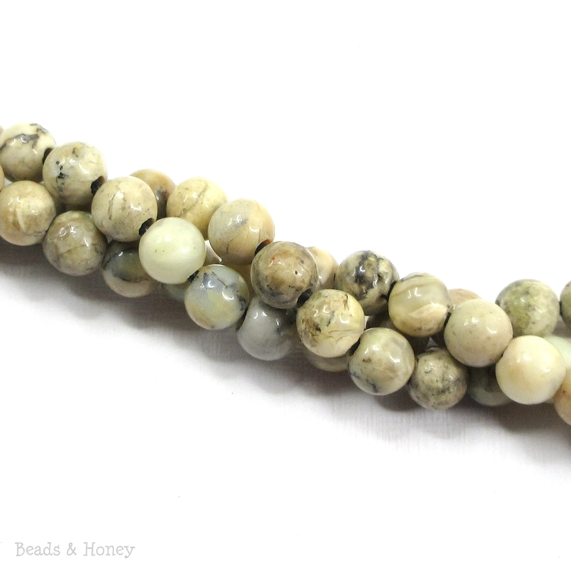 Dakota Stones White African Opal Large Hole Bead Round 8mm (8-Inch Strand)