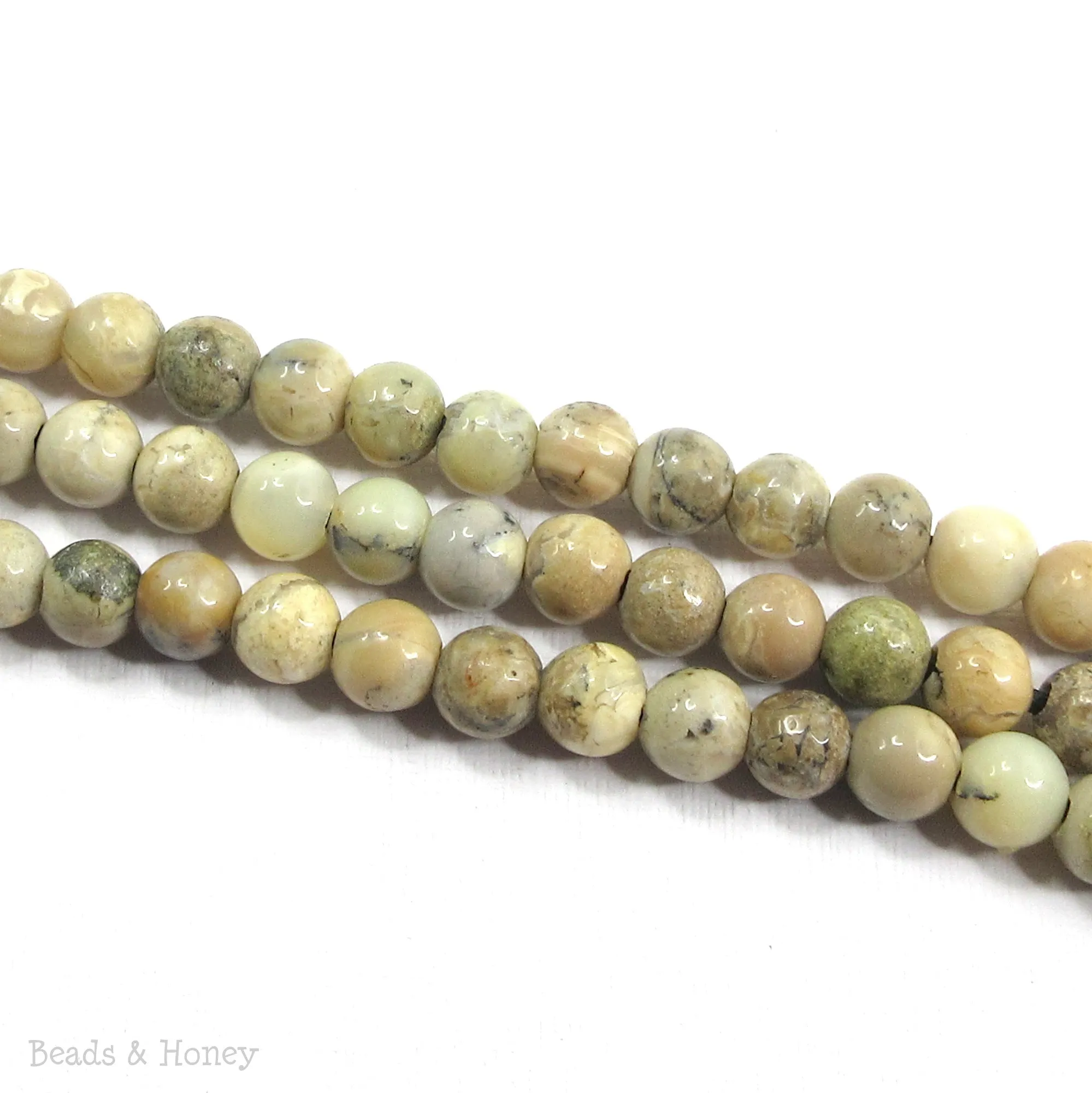 Dakota Stones White African Opal Large Hole Bead Round 8mm (8-Inch Strand)