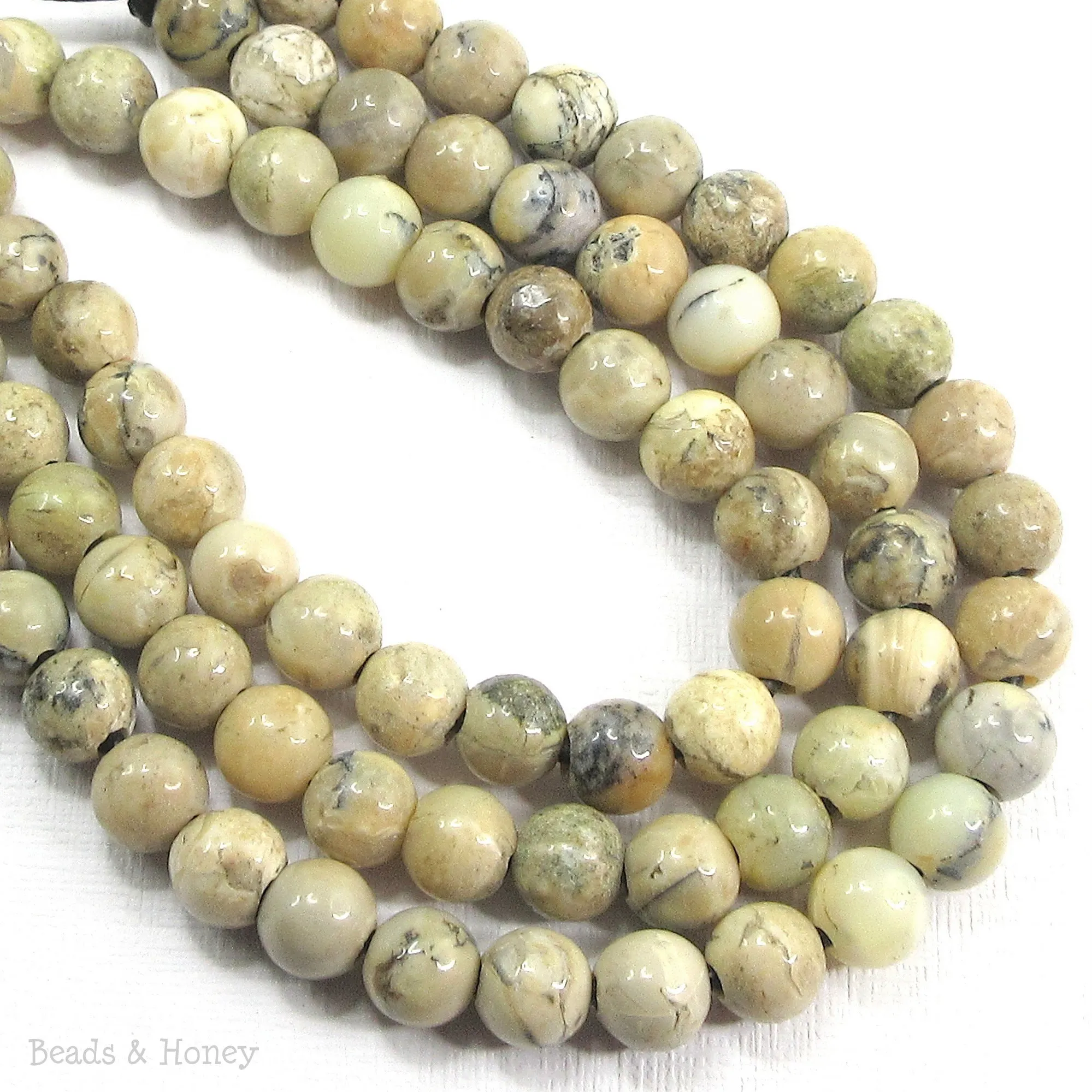 Dakota Stones White African Opal Large Hole Bead Round 8mm (8-Inch Strand)