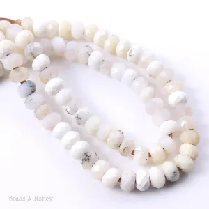 Dakota Stones White Opal Large Hole Bead Diamond Cut Faceted Rondelle 8mm (8-Inch Strand)