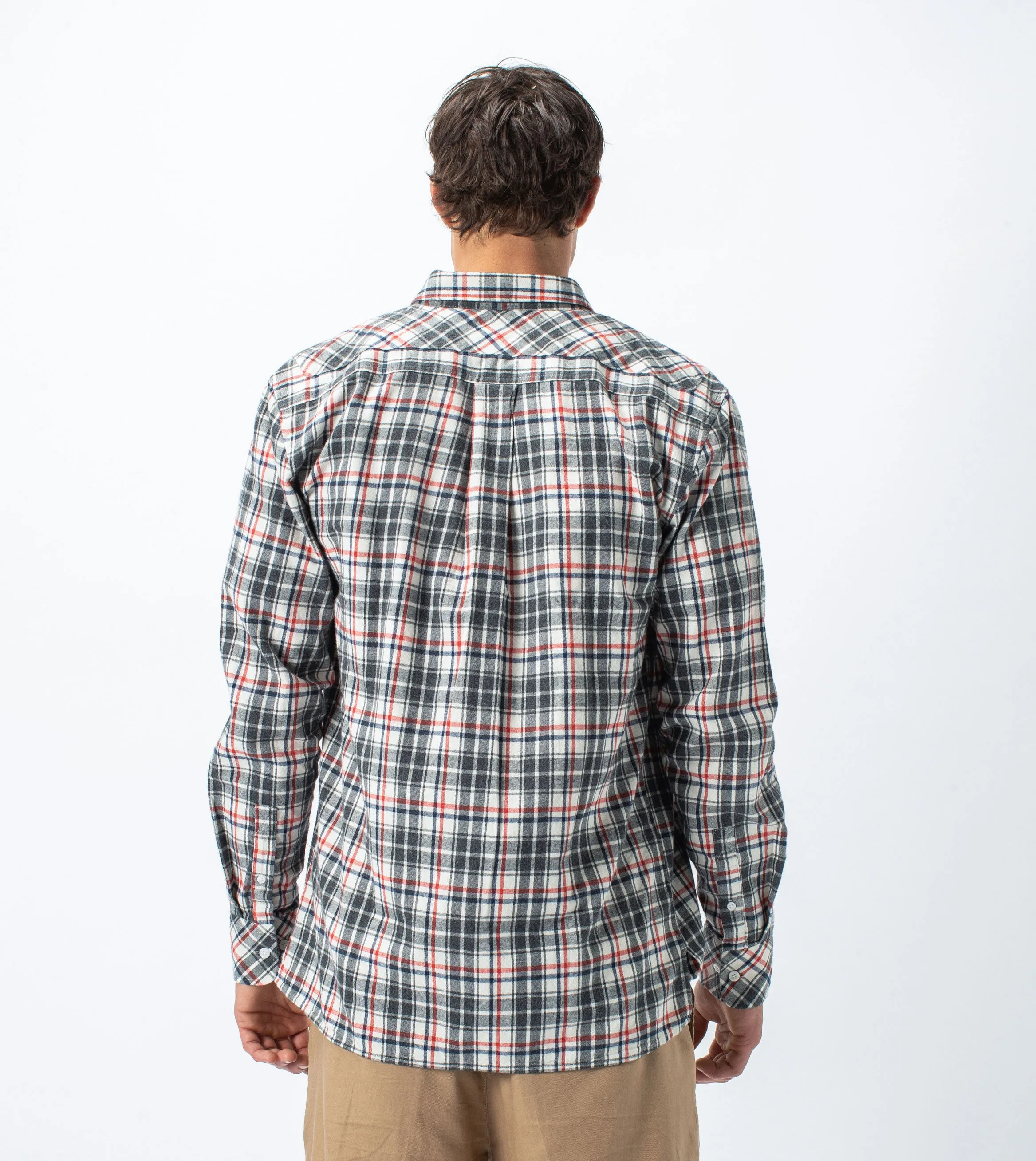 Flannel Lightweight LS Shirt Milk/Grey - Sale