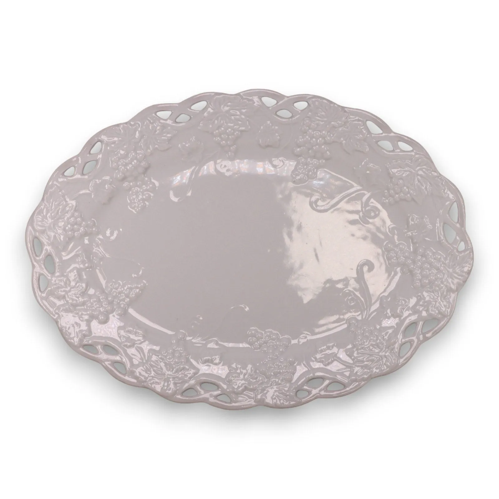 Home Essentials Grape White 14" Oval Serving Platter Basic Porcelina