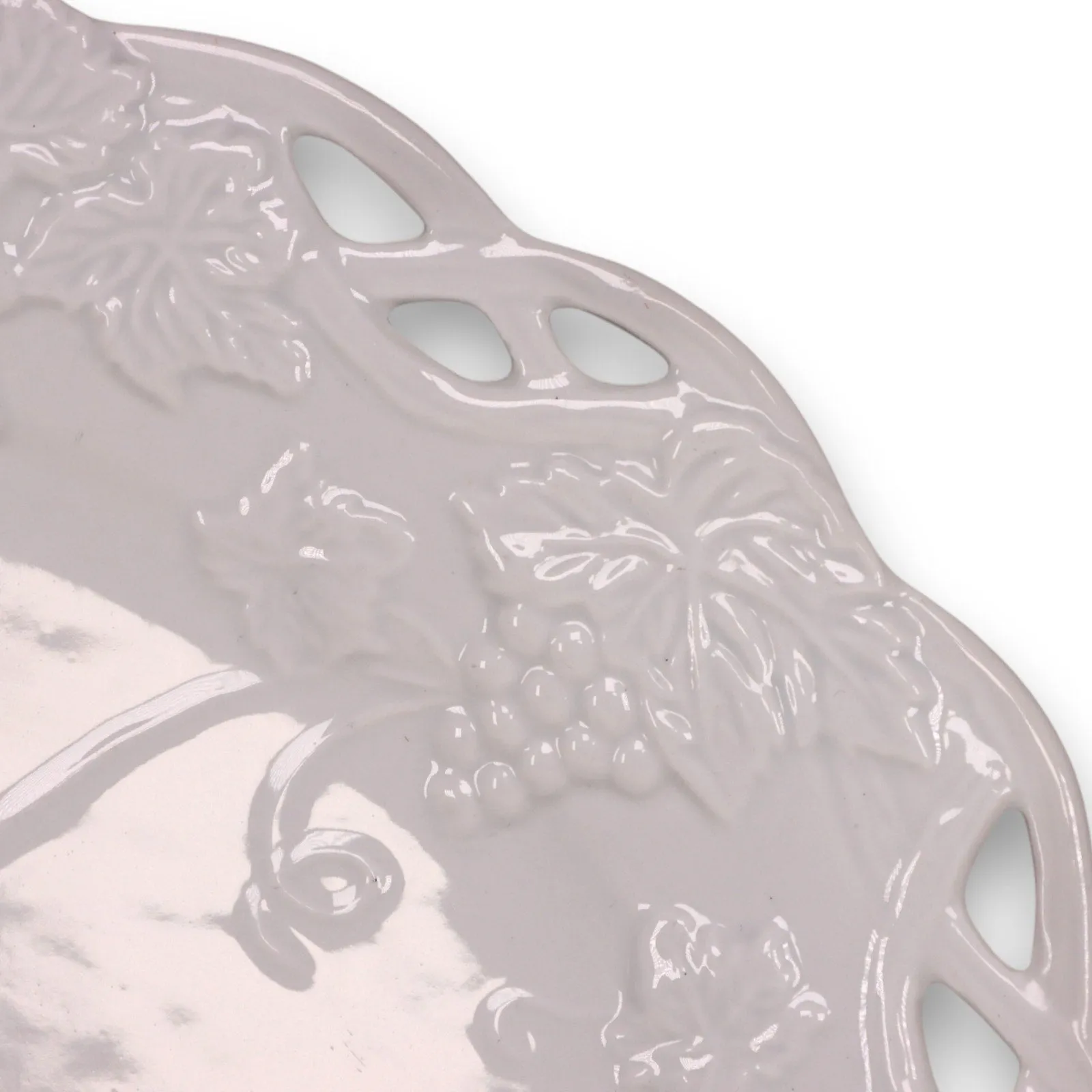 Home Essentials Grape White 14" Oval Serving Platter Basic Porcelina