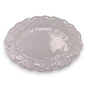 Home Essentials Grape White 14" Oval Serving Platter Basic Porcelina