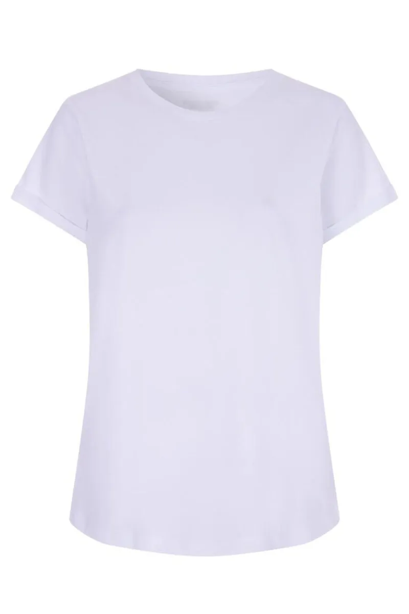 Ladies Basic White Curve Back T-Shirt