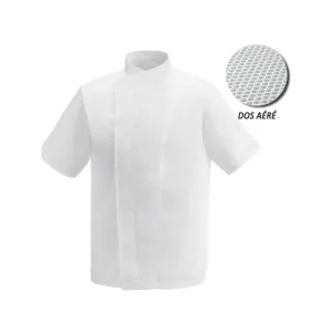Large Size White Kitchen Coat with Ventilated Back - MANELLI