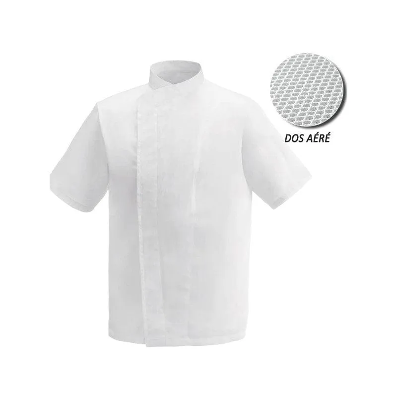 Large Size White Kitchen Coat with Ventilated Back - MANELLI