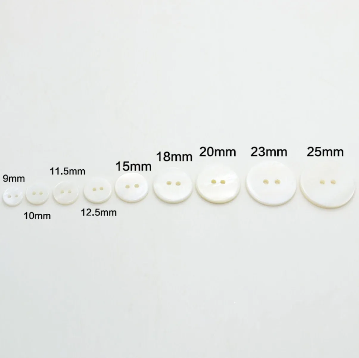 Mother of pearl buttons, Natural white shell sewing buttons, 7 sizes available