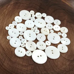 Mother of pearl buttons, Natural white shell sewing buttons, 7 sizes available