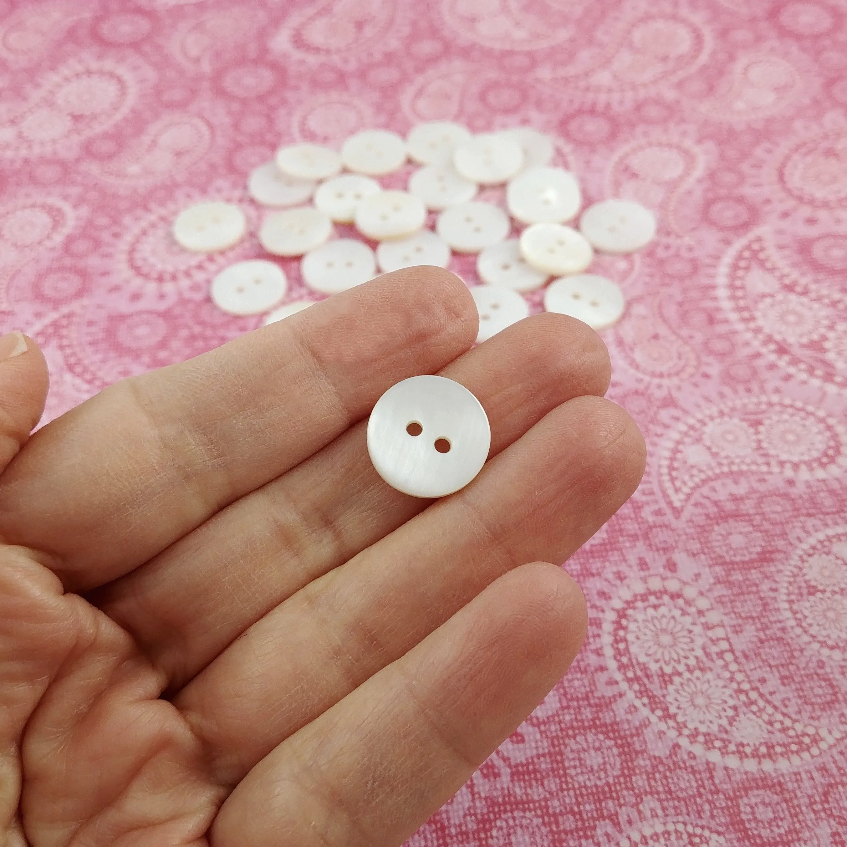 Mother of pearl buttons, Natural white shell sewing buttons, 7 sizes available