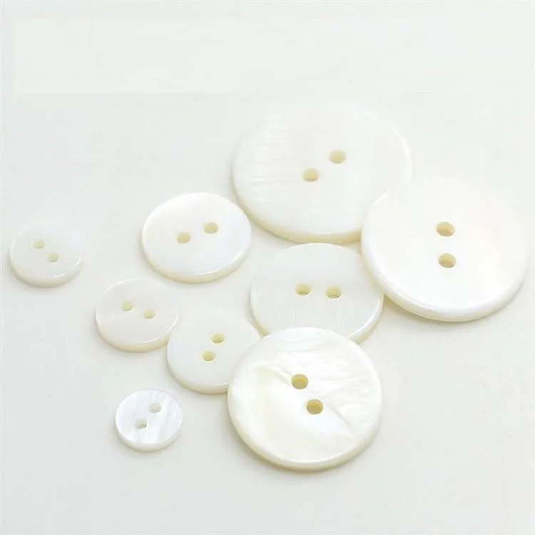 Mother of pearl buttons, Natural white shell sewing buttons, 7 sizes available