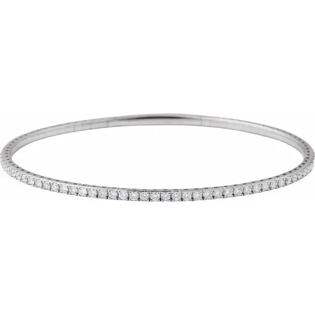 Natural Diamond Flexible Bangle 7" Bracelet