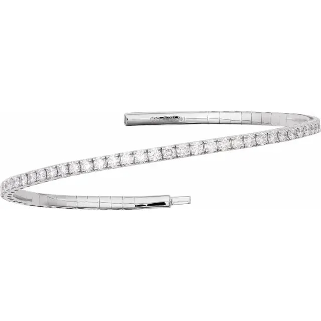 Natural Diamond Flexible Bangle 7" Bracelet
