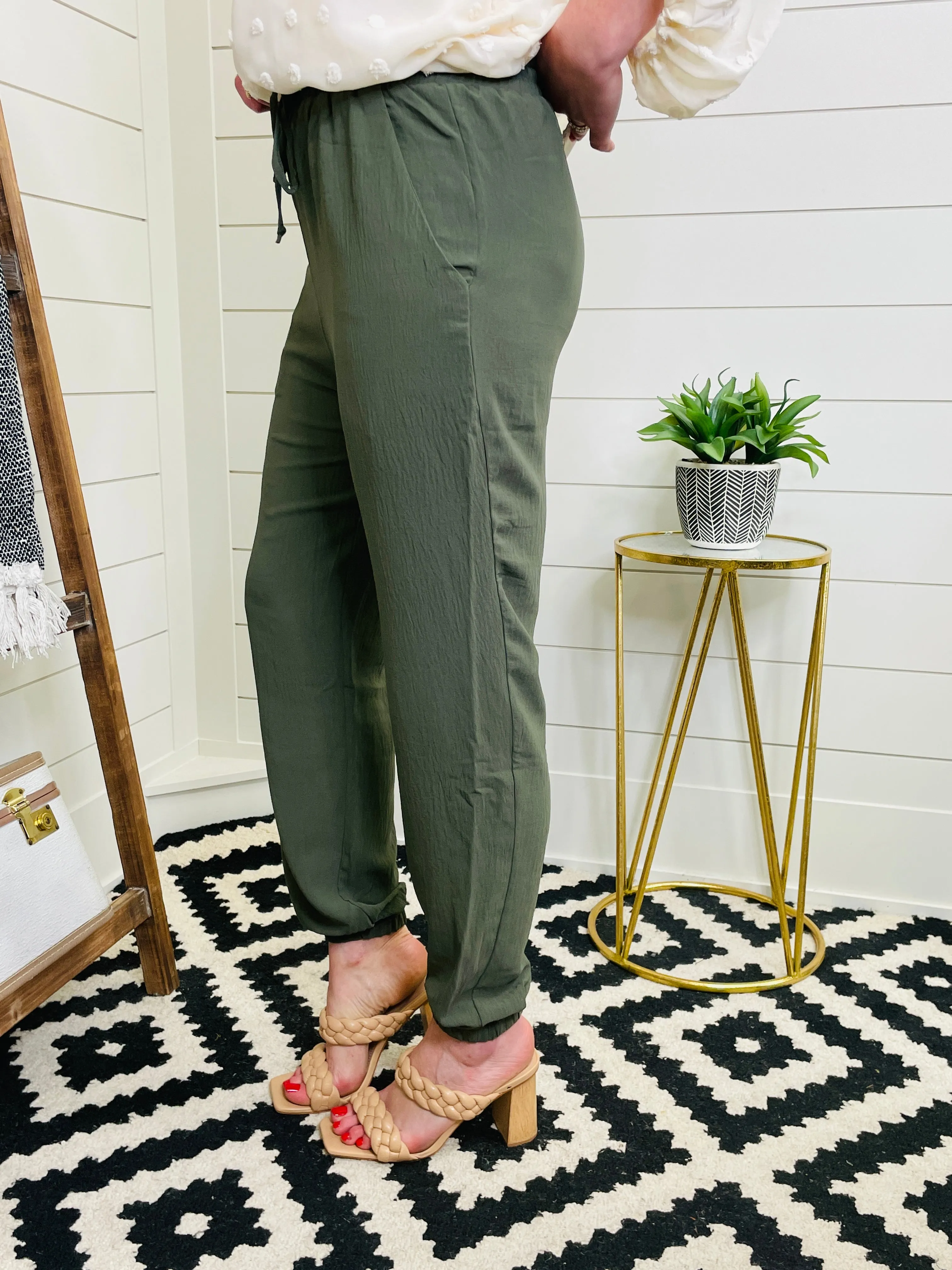 Olive Dressy Jogger Pant