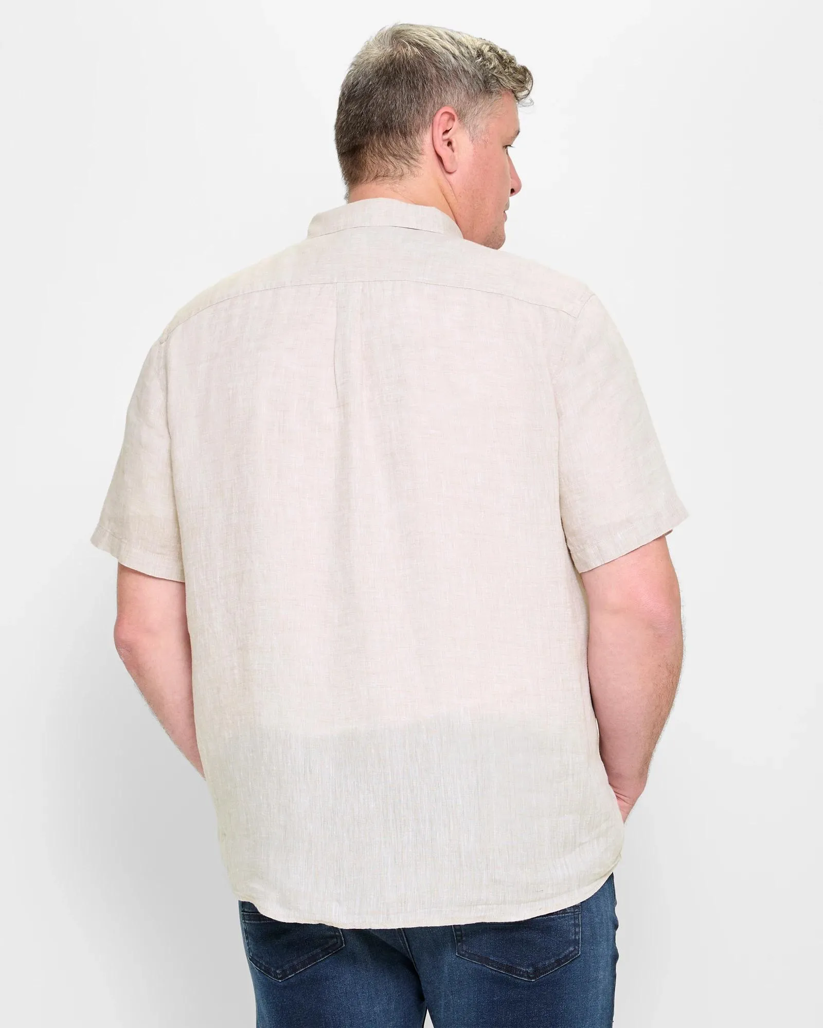 popular  Plus European Linen Shirt - Stone