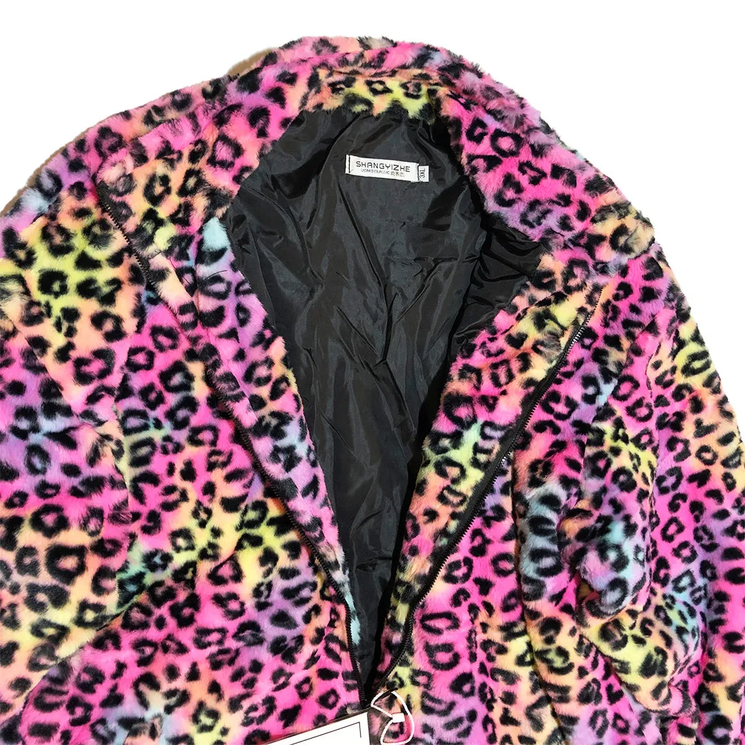 Rainbow Leopard Fleece Jacket