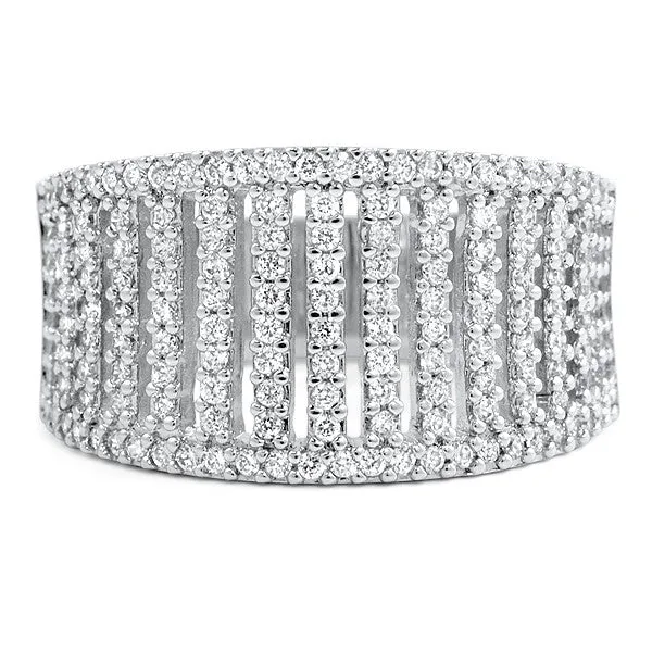 Signity CZ Concave Pillars Silver Fashion Ring