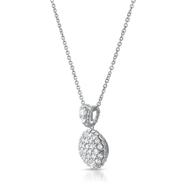 Silver CZ Round Micropave Pendant With Chain