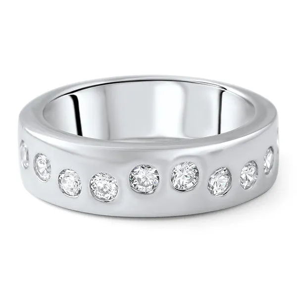 Silver Flush Set CZ Fashion Ring
