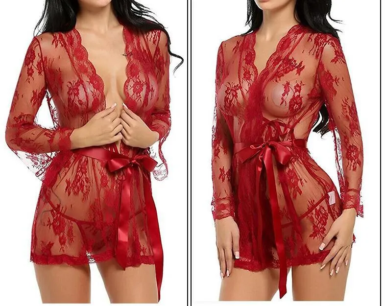 Summer Sexy Women's Babydoll Sheer Lace Nightdress