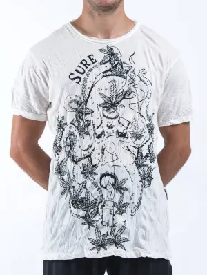 Sure Design Mens Octopus Weed T-Shirt White
