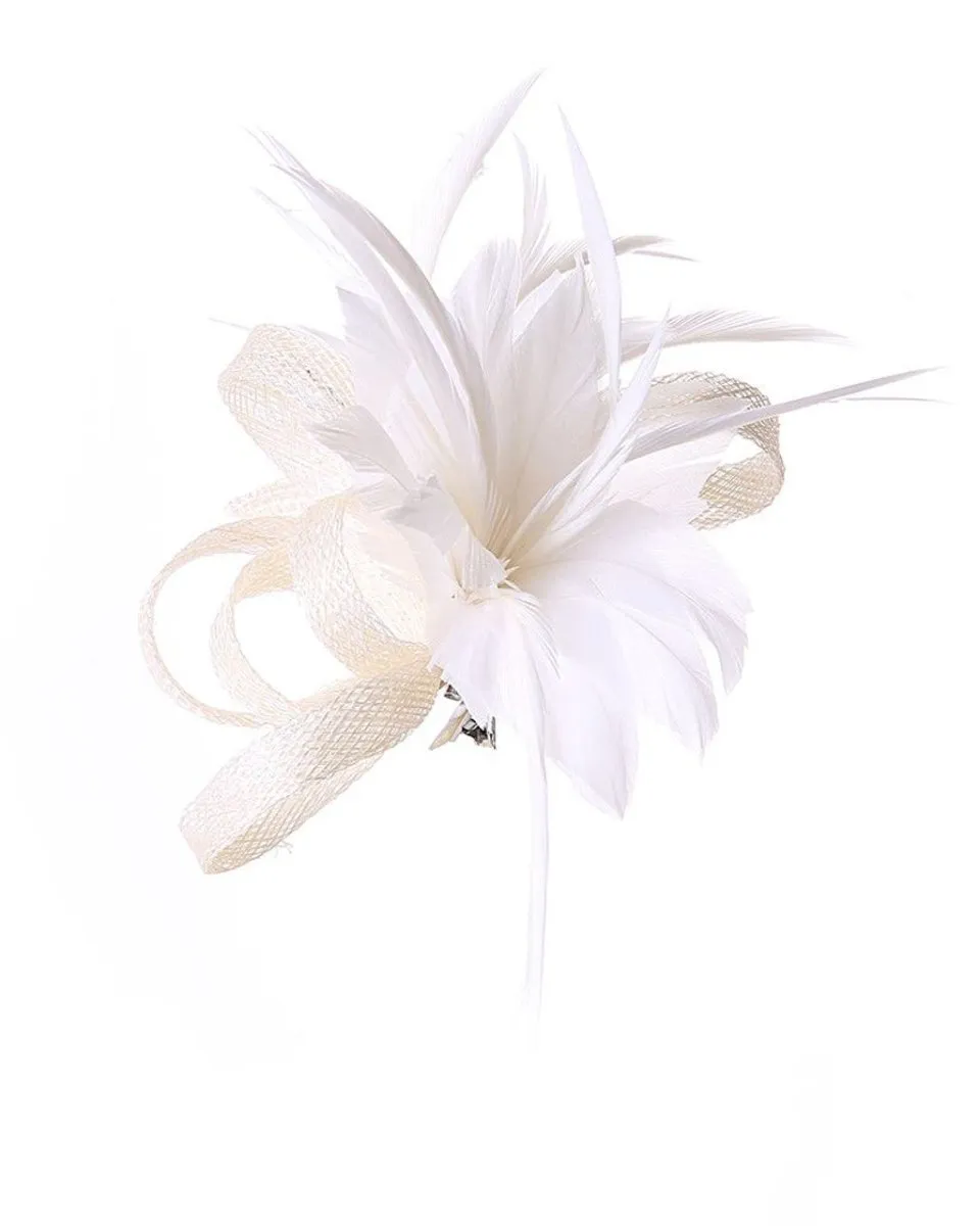 White Feather Slide Hair Clip