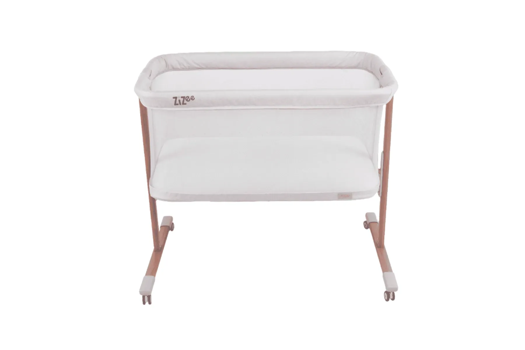 ZiZee Breathable Rocking Crib -  Scandinavian Walnut/Ecru