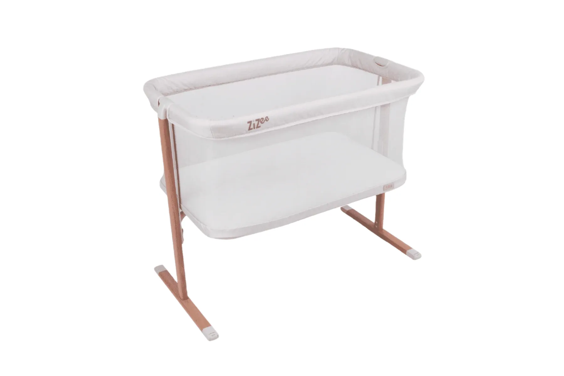 ZiZee Breathable Rocking Crib -  Scandinavian Walnut/Ecru